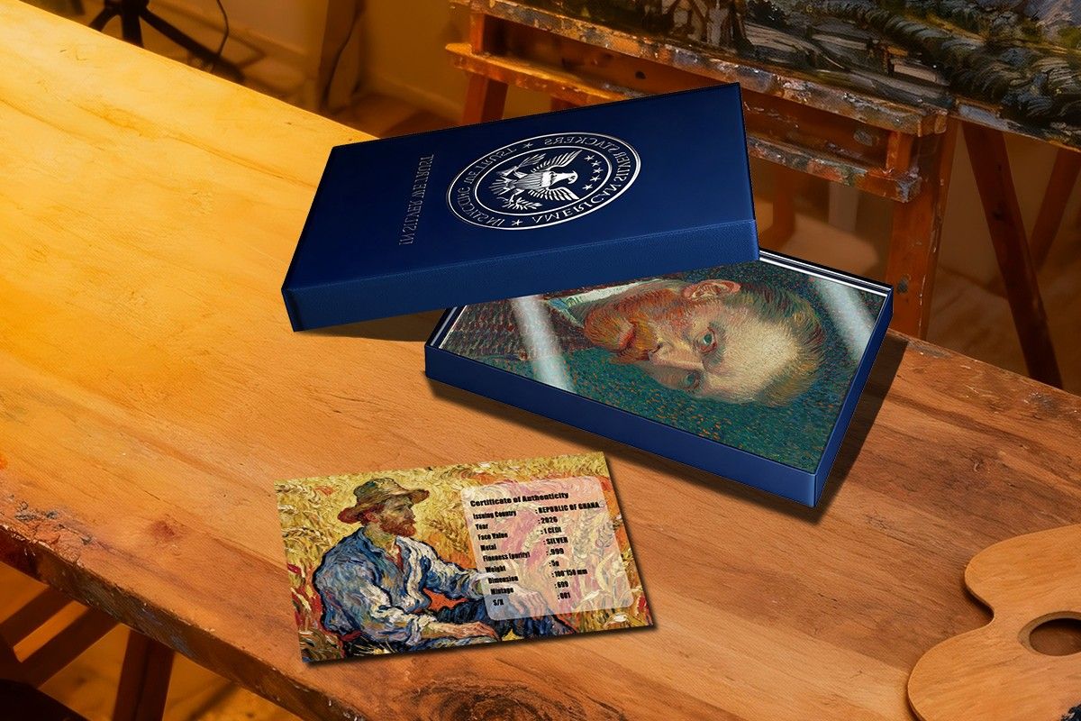 In Stock! 2026 Ghana Van Gogh Self Portrait 5g Silver Foil. In Silver We Trust!