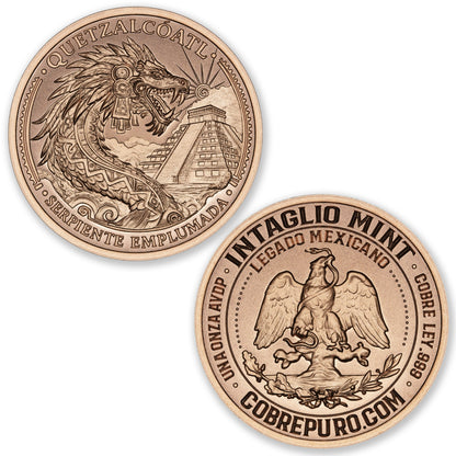 In Stock! Intaglio Mint Legado Mexicano - Quetzalcoatl 1 oz Copper Round (04/08)
