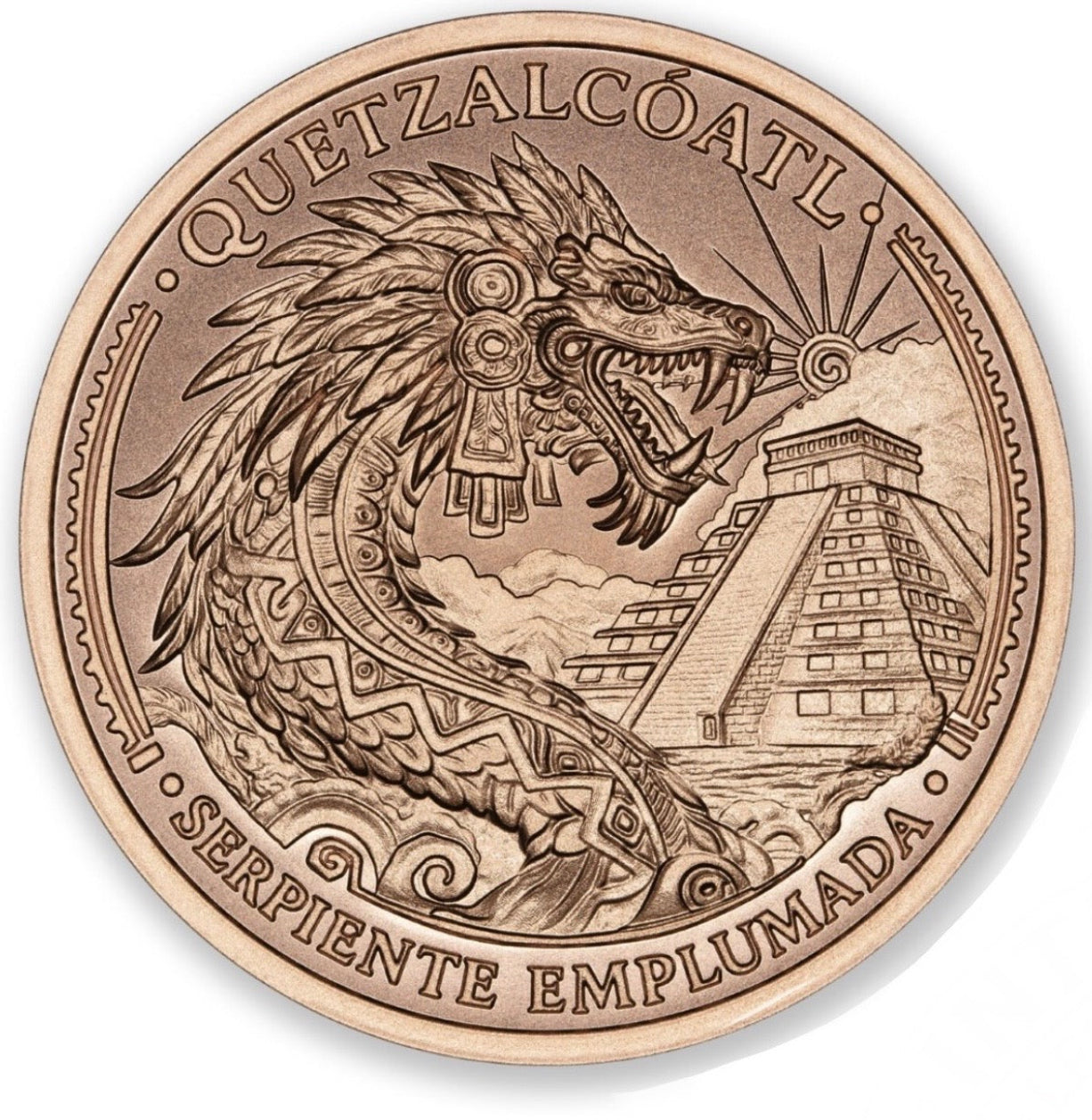 In Stock! Intaglio Mint Legado Mexicano - Quetzalcoatl 1 oz Copper Round (04/08)