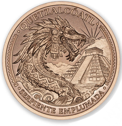 In Stock! Intaglio Mint Legado Mexicano - Quetzalcoatl 1 oz Copper Round (04/08)