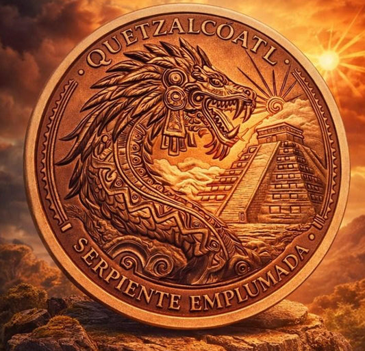 In Stock! Intaglio Mint Legado Mexicano - Quetzalcoatl 1 oz Copper Round (04/08)