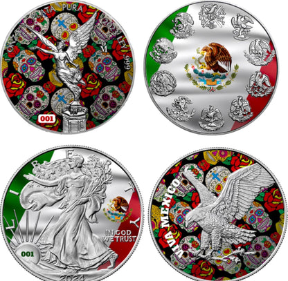 2023/2024 Mexico & U.S. Mexican Pride 2 x 1 oz Silver Coin Set