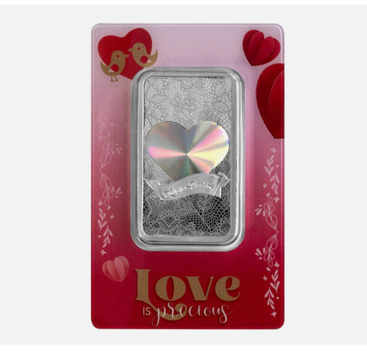 In Stock! 2024 Pamp Love is Precious Holographic 50 Gram Silver Bar