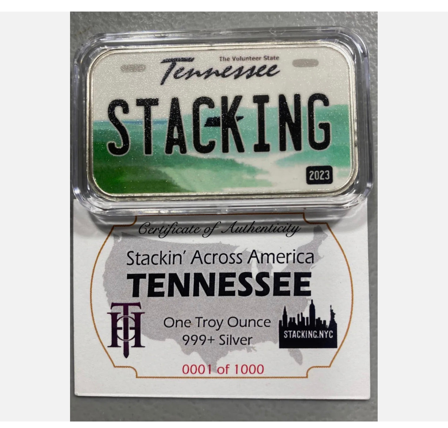 In Stock! Stackin Across America Tennessee 1 oz Silver Bar