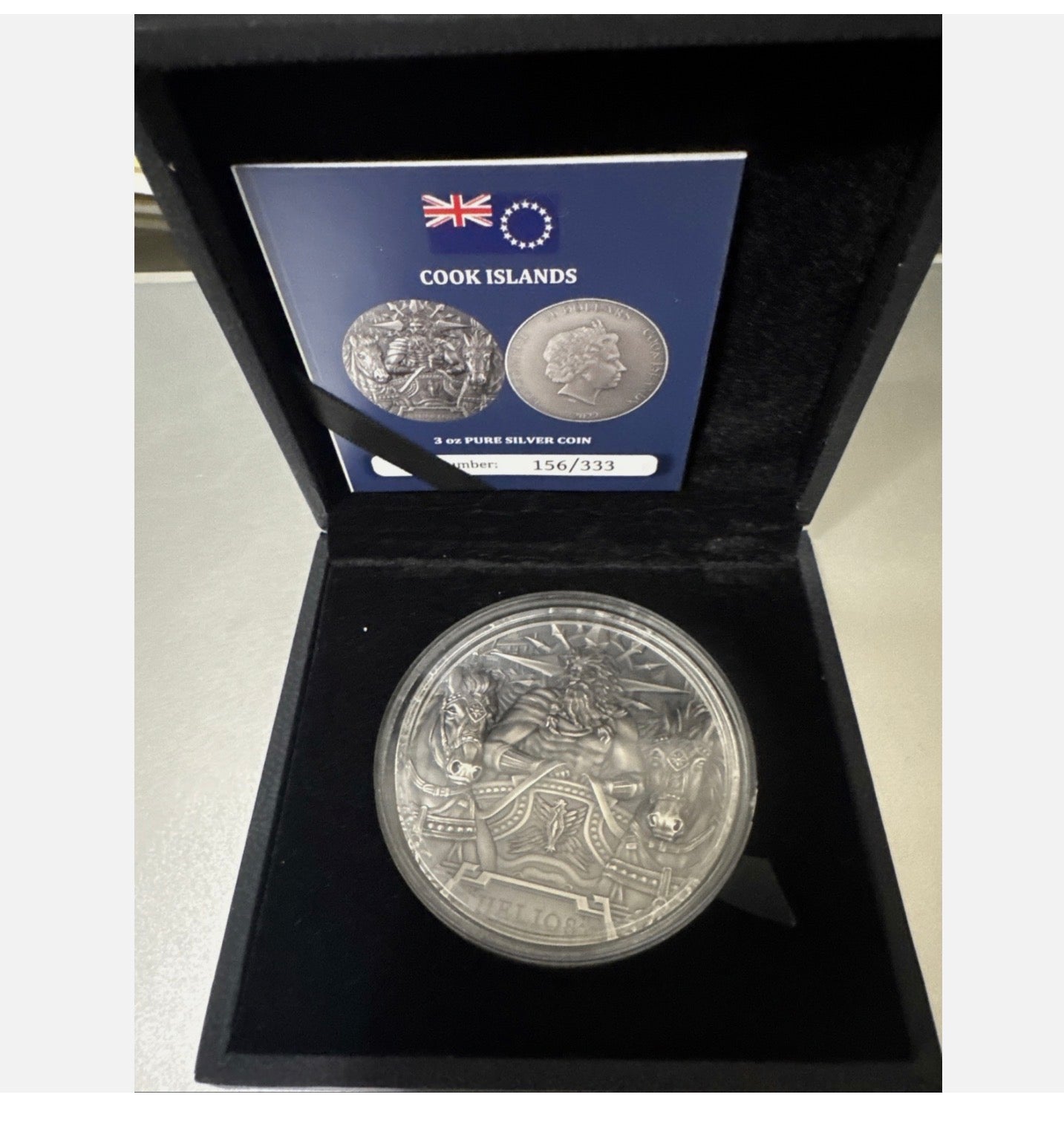 In Stock! 2022 Cook Islands Helios: The Sun God 3 oz Silver