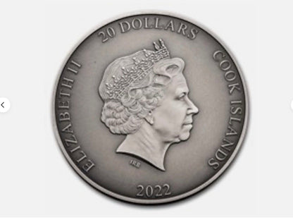In Stock! 2022 Cook Islands Helios: The Sun God 3 oz Silver