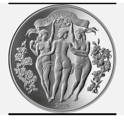 In Stock! 2025 Cameroon Three Graces BU Edition 1 oz Silver Coin