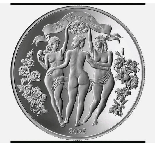 In Stock! 2025 Cameroon Three Graces BU Edition 1 oz Silver Coin