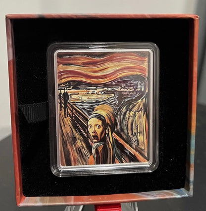 In Stock! 2024 Samoa Girl With A Pearl Earring X The Scream 1 Oz Proof Silver Coin W/ COA
