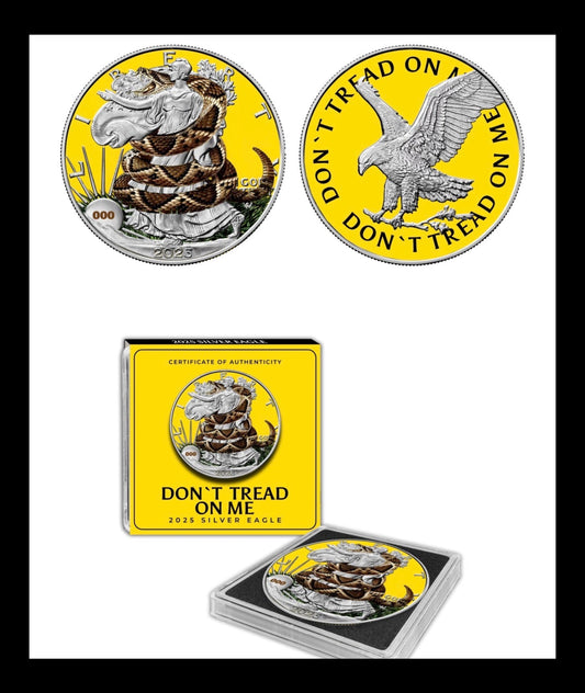 In Stock! 2025 1 Oz Silver Eagle Don’t Tread On Me Colorized 250 Mintage With COA