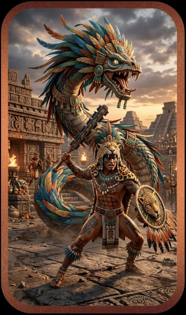 In Stock! Warrior of Queztalcoatl Colorized 1 oz Copper Bar (04/10)