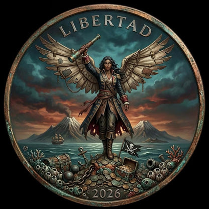 In Stock! 2026 Estados Unidos Mexicanos Libertad Doña the Pirate Angel 1 oz Copper Round