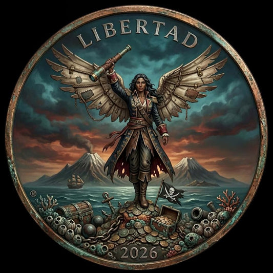2026 Estados Unidos Mexicanos Libertad Doña the Pirate Angel 1 oz Copper Round (04/09)