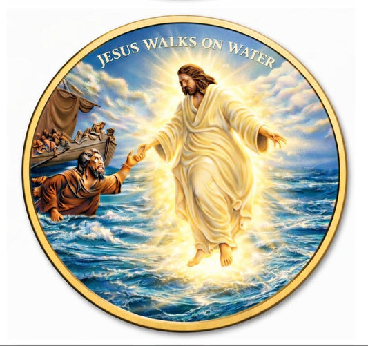 Estimate! 2026 Niue 1 oz Silver Wonders of Christ Walking on Water Double-Sided COLORIZED in Capsule w/COA (50 Mintage)