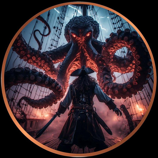 See the Back! Captain Blackbeard vs Kraken Colorized 5 oz Copper Medal (04/13)