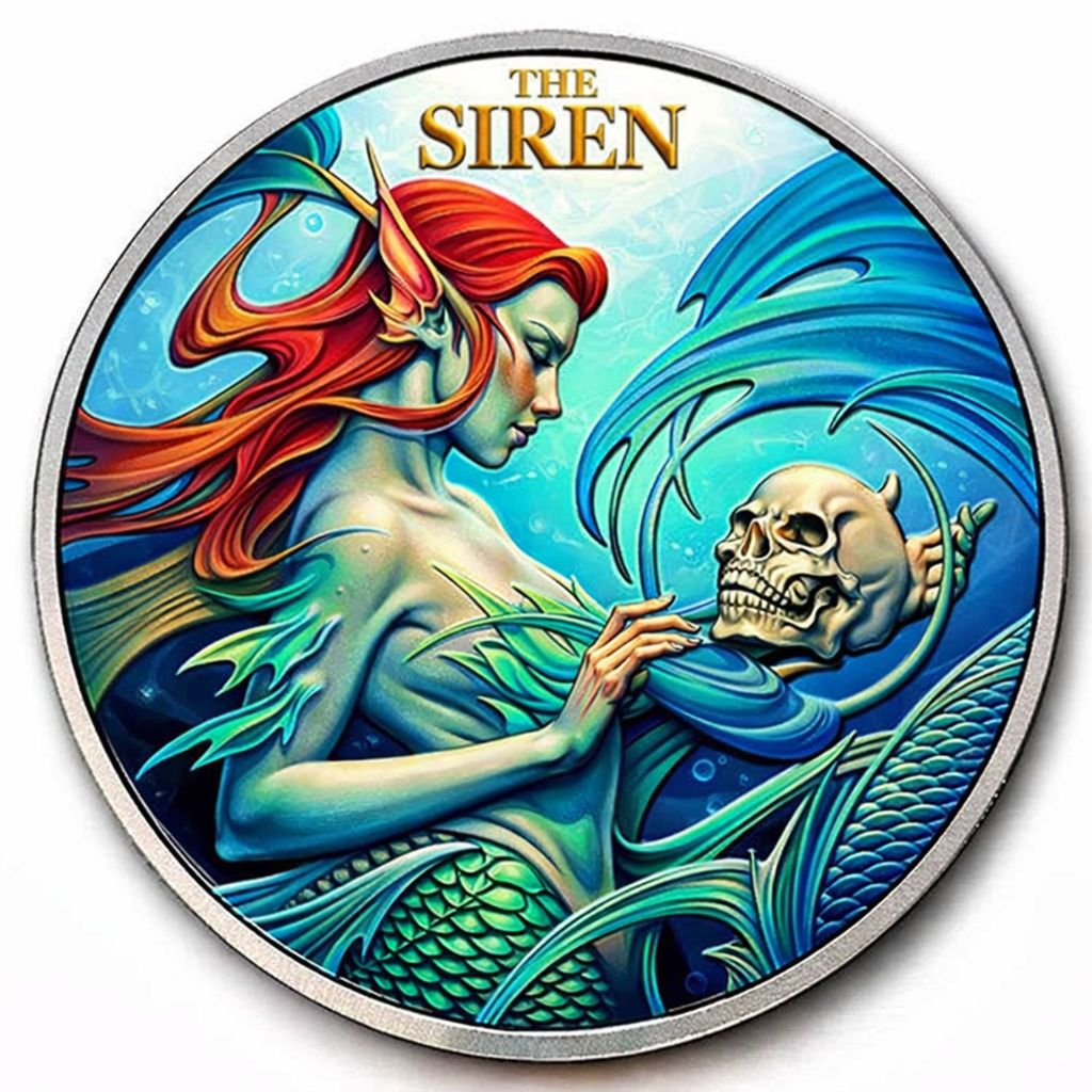 In Stock! 2025 Niue Mythical Creatures Siren Colorized 1 oz Silver Coin