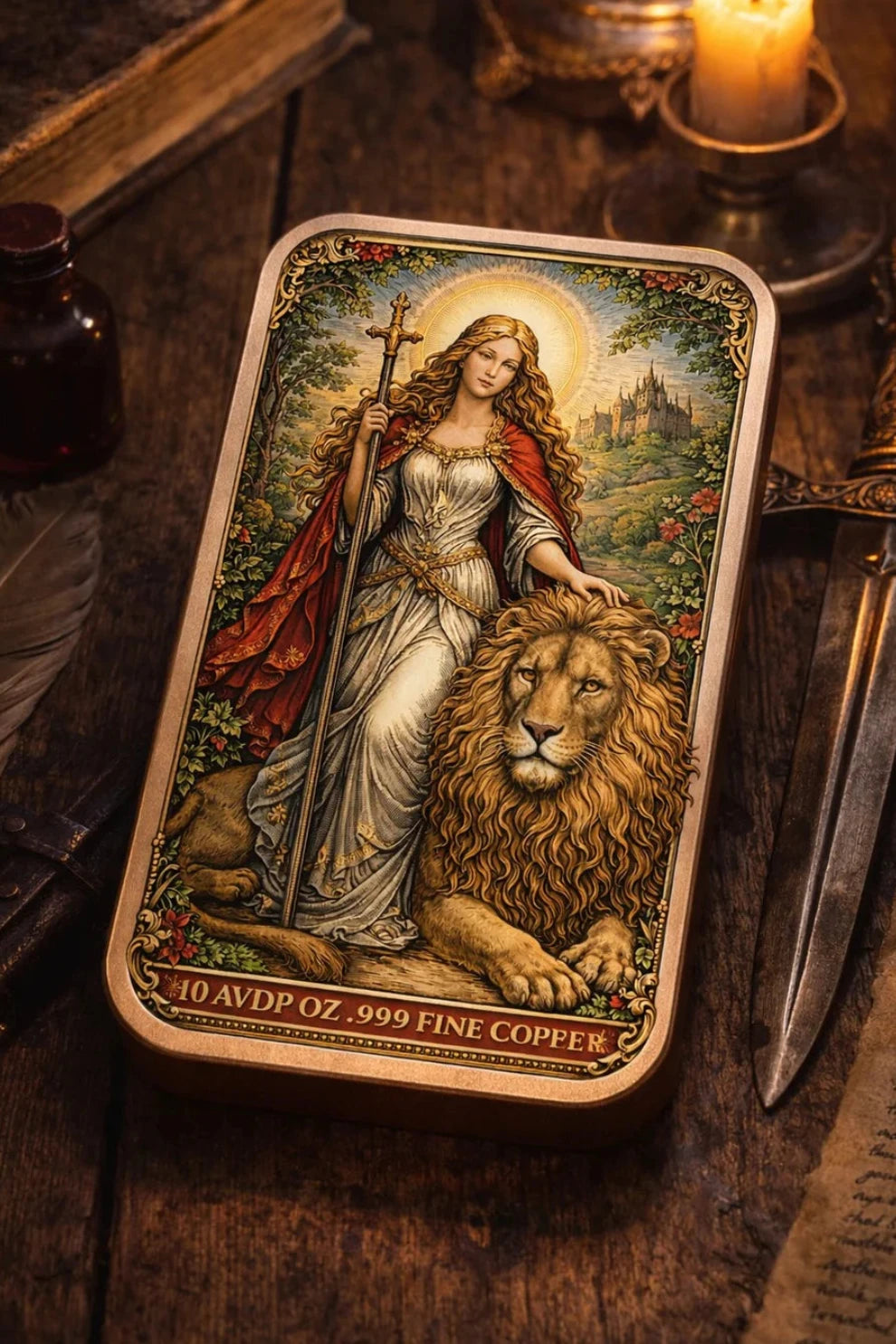 2026 Una and the Lion 10oz Antique Copper Colorized Bar