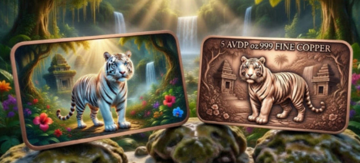In Stock! 5oz Copper White Tiger WITH CAPSULE