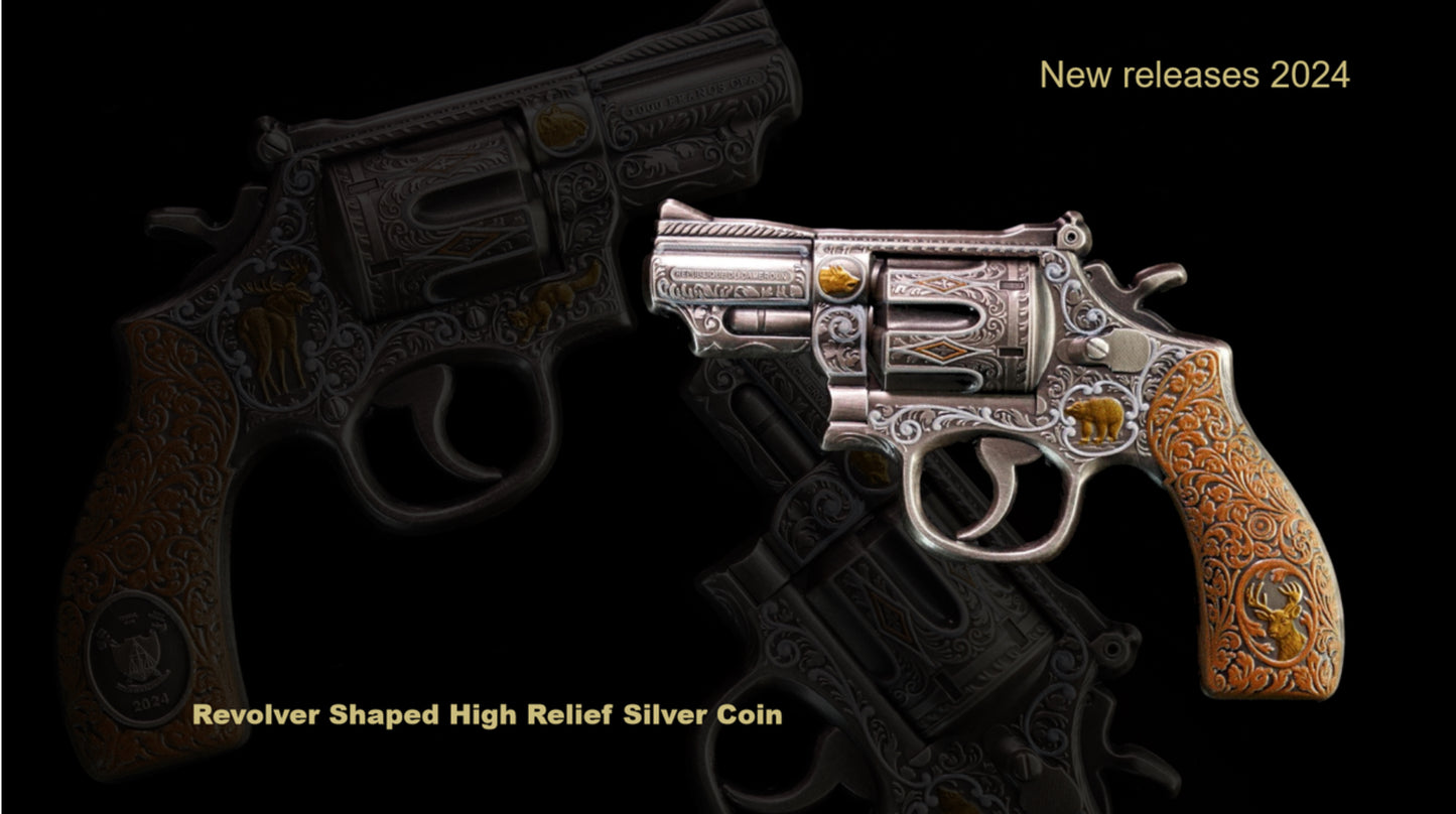 2024 Cameroon Revolver Shaped 2 oz Silver Coin (04/26)