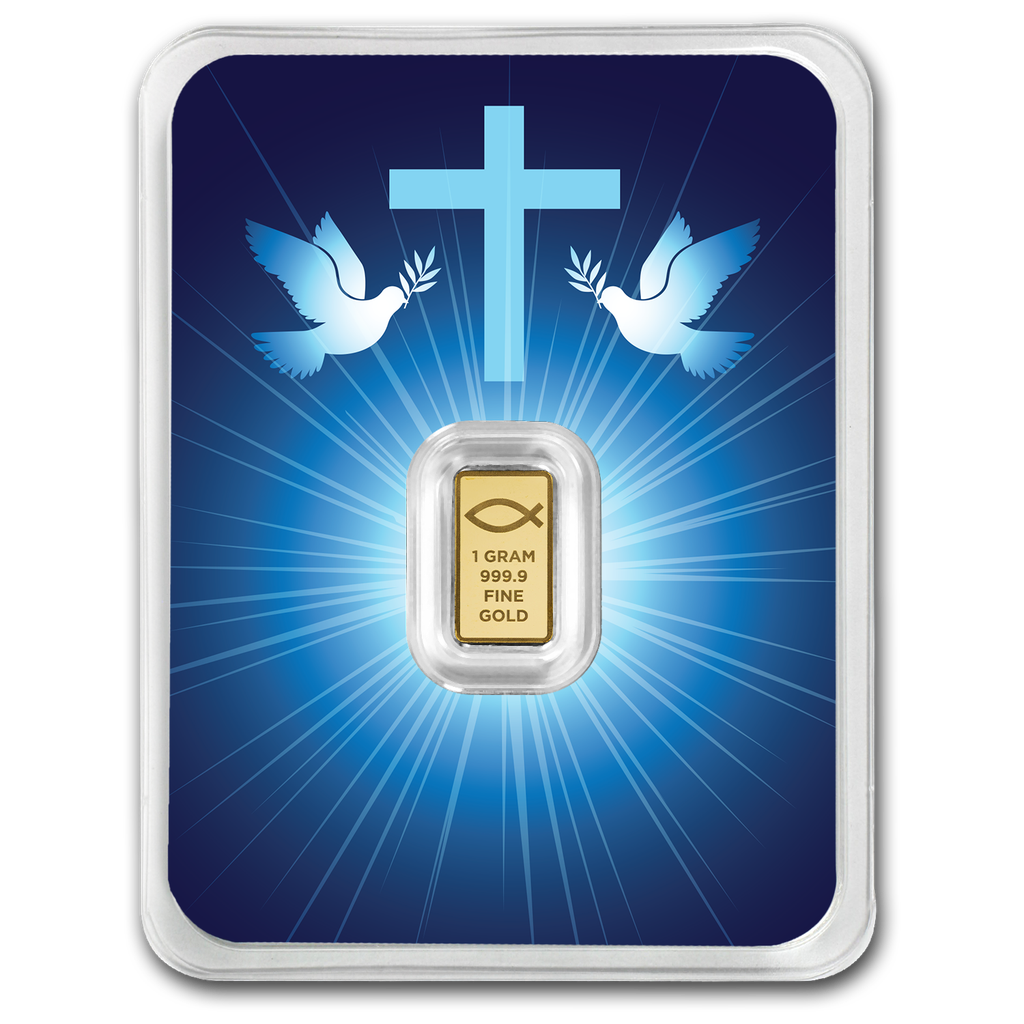 In Stock! Jesus & Doves 1g Gold Bar in Card
