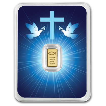 In Stock! Jesus & Doves 1g Gold Bar in Card