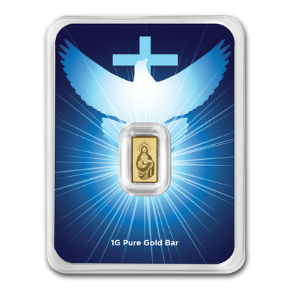 In Stock! Jesus & Doves 1g Gold Bar in Card