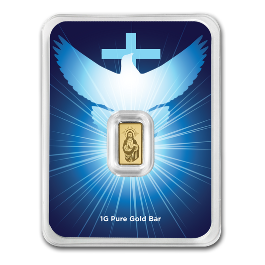 In Stock! Jesus & Doves 1g Gold Bar in Card