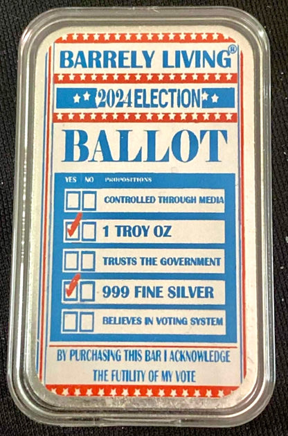 2024 Election Ballot Colorized 1 oz Silver Bar