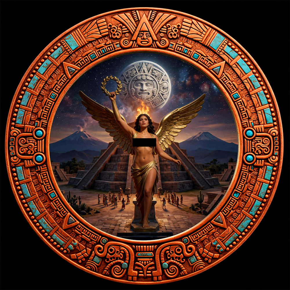 Aztec Moon Angel Colorized 5 oz Copper Medal (04/16)