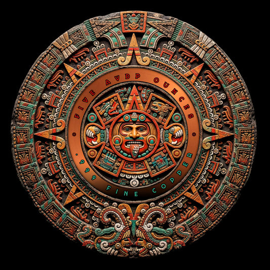 Aztec Moon Angel Colorized 5 oz Copper Medal (04/16)