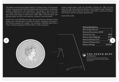In Stock! 2024 1 oz .999 Silver Lunar Year of the Dragon Coin ANDA PERTH MONEY EXPO Lilac