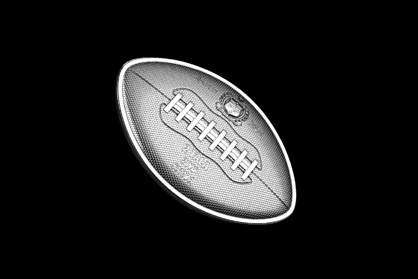 In Stock! 2025 Samoa Touch Down (Football Shaped) 1 oz Silver Coin (1,500 Mintage)