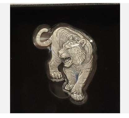 In Stock! 2025 KOMSCO Korea 1 Ounce Silver Tiger Shaped Stacker - OGP Display Box