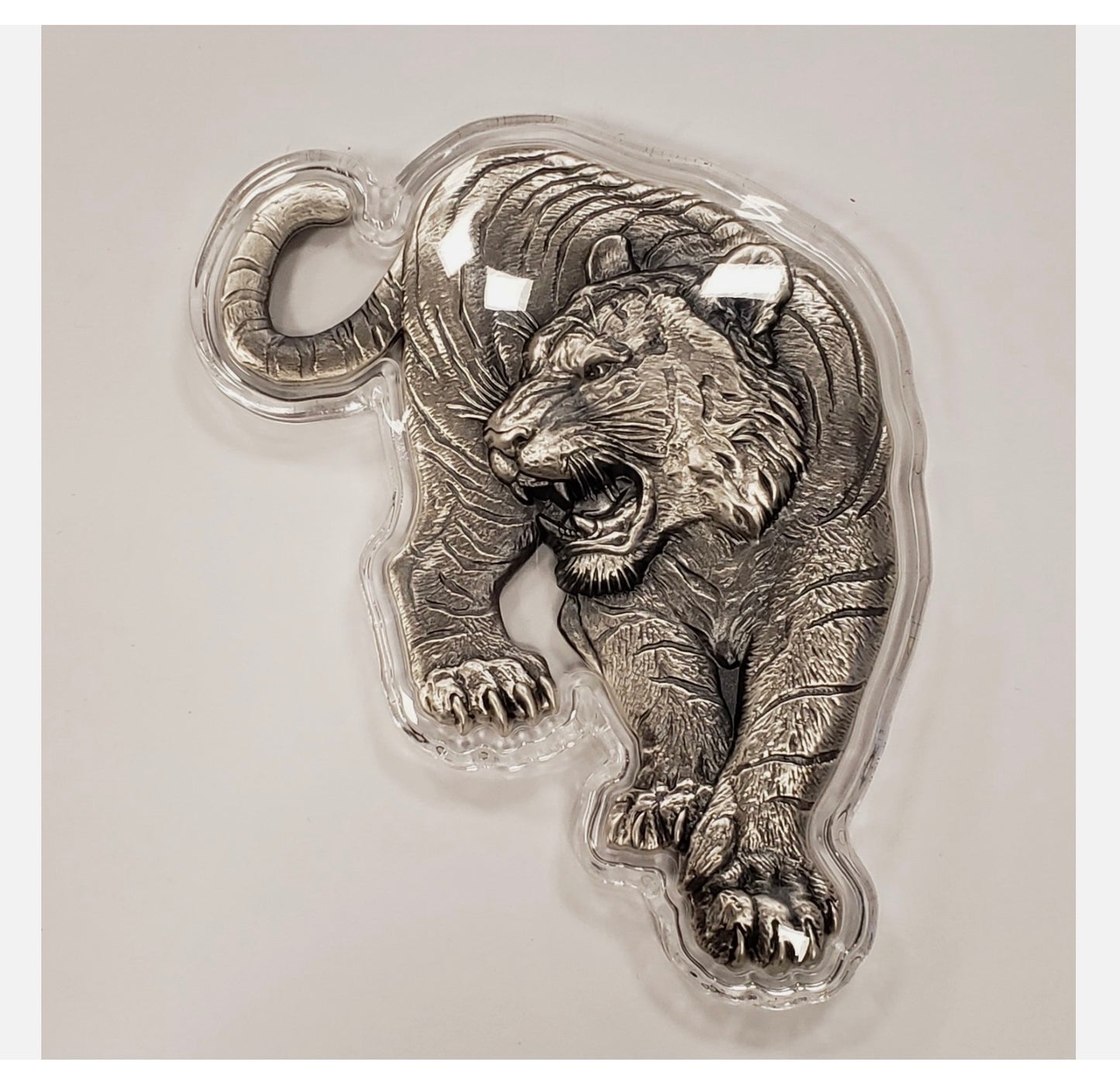 In Stock! 2025 KOMSCO Korea 1 Ounce Silver Tiger Shaped Stacker - OGP Display Box