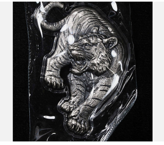 In Stock! 2025 KOMSCO Korea 1 Ounce Silver Tiger Shaped Stacker - OGP Display Box
