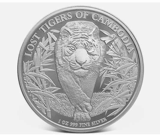 In Stock! 2026 1 oz Cambodia Silver Lost Tigers Coin (BU)