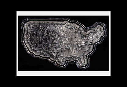 In Stock! Map of the United States of America 2 oz Silver Stacker Shaped w/ Capsule