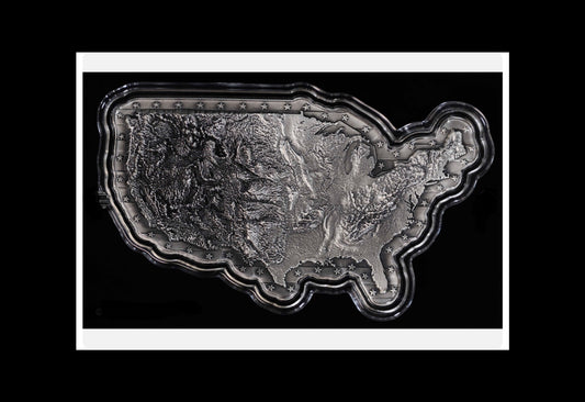 In Stock! Map of the United States of America 2 oz Silver Stacker Shaped w/ Capsule