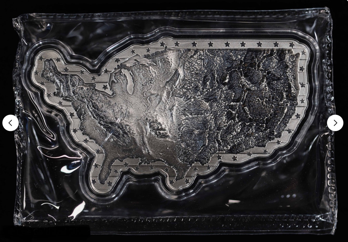 In Stock! Map of the United States of America 2 oz Silver Stacker Shaped w/ Capsule
