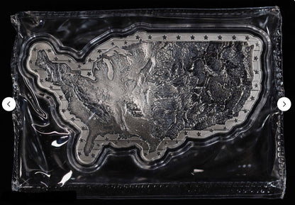In Stock! Map of the United States of America 2 oz Silver Stacker Shaped w/ Capsule