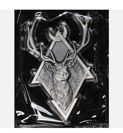 In Stock! 2 oz Korea Antique Geometric Deer Silver Stackable (High Relief)