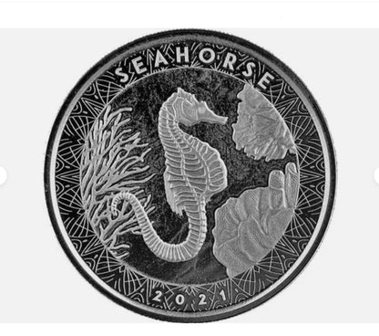 In Stock! 2021 Samoa 1 oz Silver 999 Pure - 2 Tala Seahorse