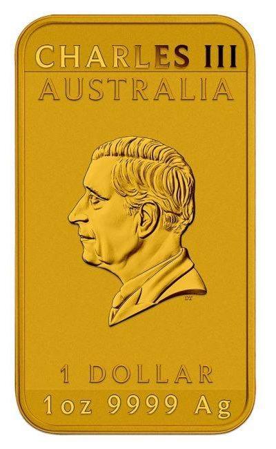 In Stock Special! 2025 Australia Rectangular Dragon Bar 1 oz Silver Colorized Art Bar