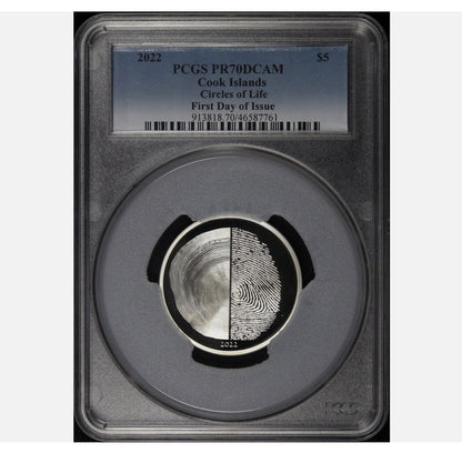 In Stock! 2022 Cook Islands $5 Silver Circles of Life 1 oz PCGS PR-70 DCAM First Day Issue