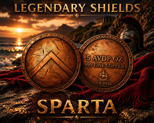 2026 Legendary Shields Sparta .999 5oz Copper Shield