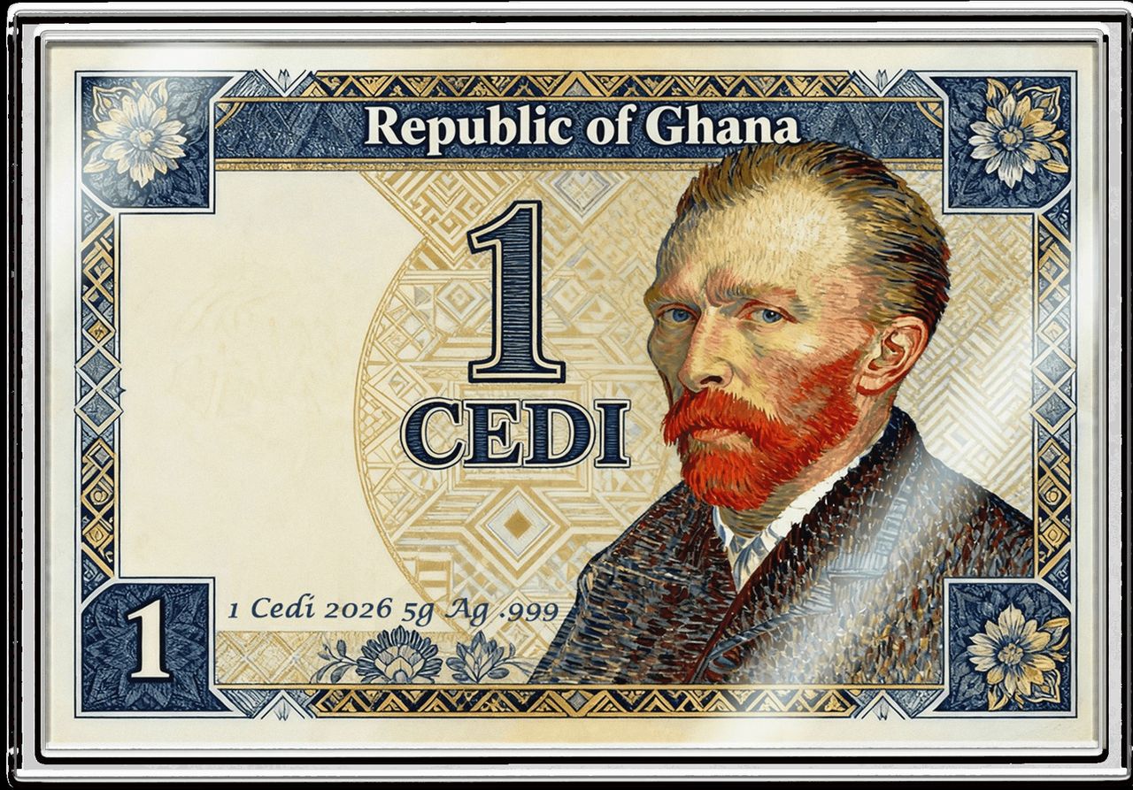 In Stock! 2026 Ghana Wheat Field with Cypresses by Van Gogh 5g Silver Foil. In Silver We Trust!