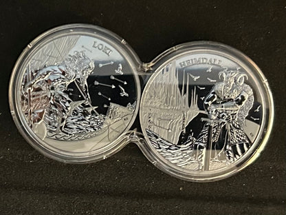 In Stock! 2025 Germania Ragnarok - Loki & Heimdall 2x 1 oz Black Silver Round