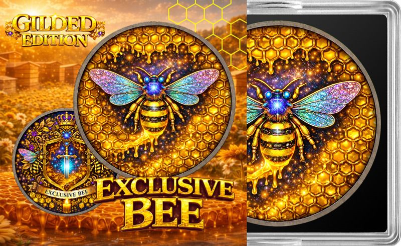 Exclusive Nature Bee - Glitter Wings Gilded Edition 1 oz Copper Round (04/24)