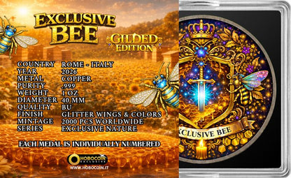 Exclusive Nature Bee - Glitter Wings Gilded Edition 1 oz Copper Round (04/24)