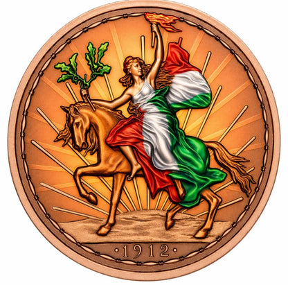 Intaglio Mint Mexico 1912 Caballito Tribute 1 oz Colorized Copper Art Round in Capsule (Mintage TBD at end of Presale)